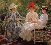 Edmund Charles Tarbell In a Garden oil painting artist